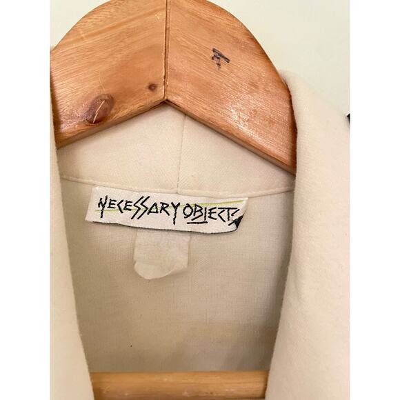 Vintage Necessary Objects Womens Blazer Small White Double Breasted Career FLAW - Picture 3 of 9